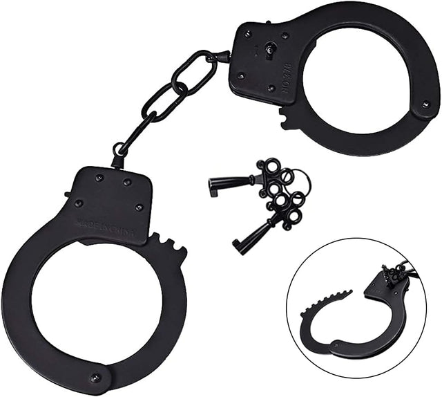 Black Metal Handcuffs with 2 Keys – Police Costume & Cosplay Prop