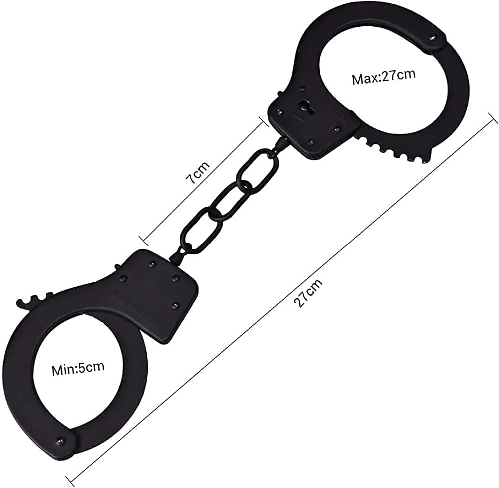 Black Metal Handcuffs with 2 Keys – Police Costume & Cosplay Prop