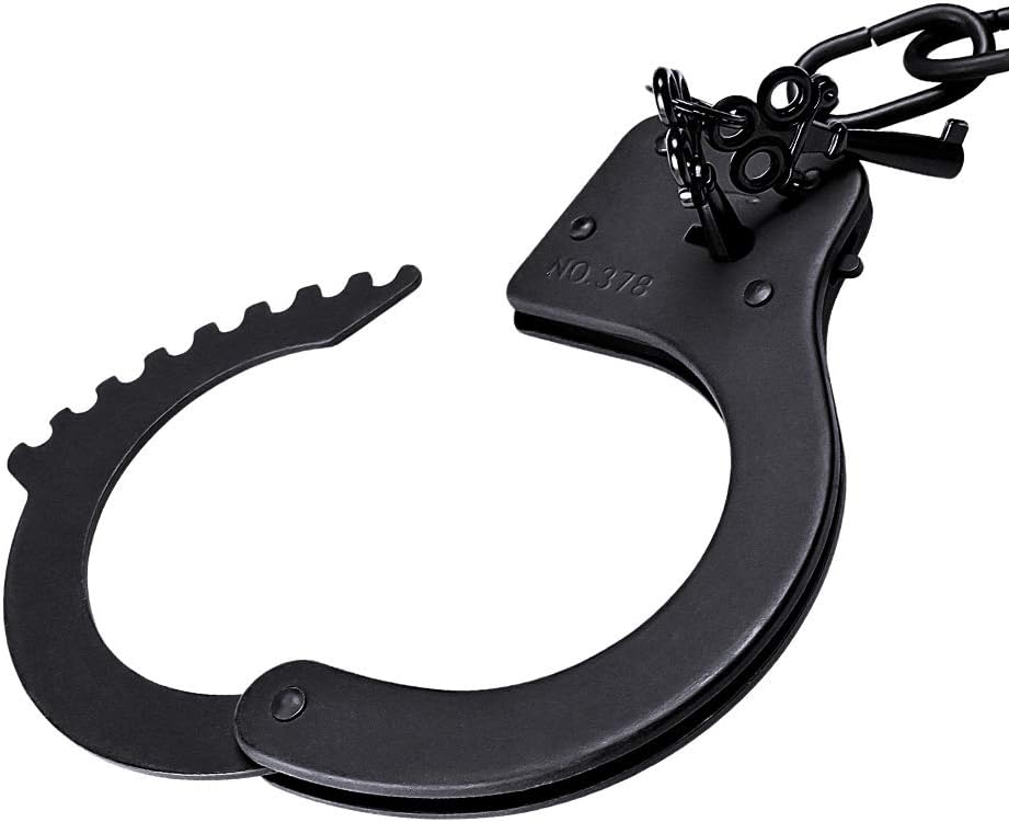 Black Metal Handcuffs with 2 Keys – Police Costume & Cosplay Prop