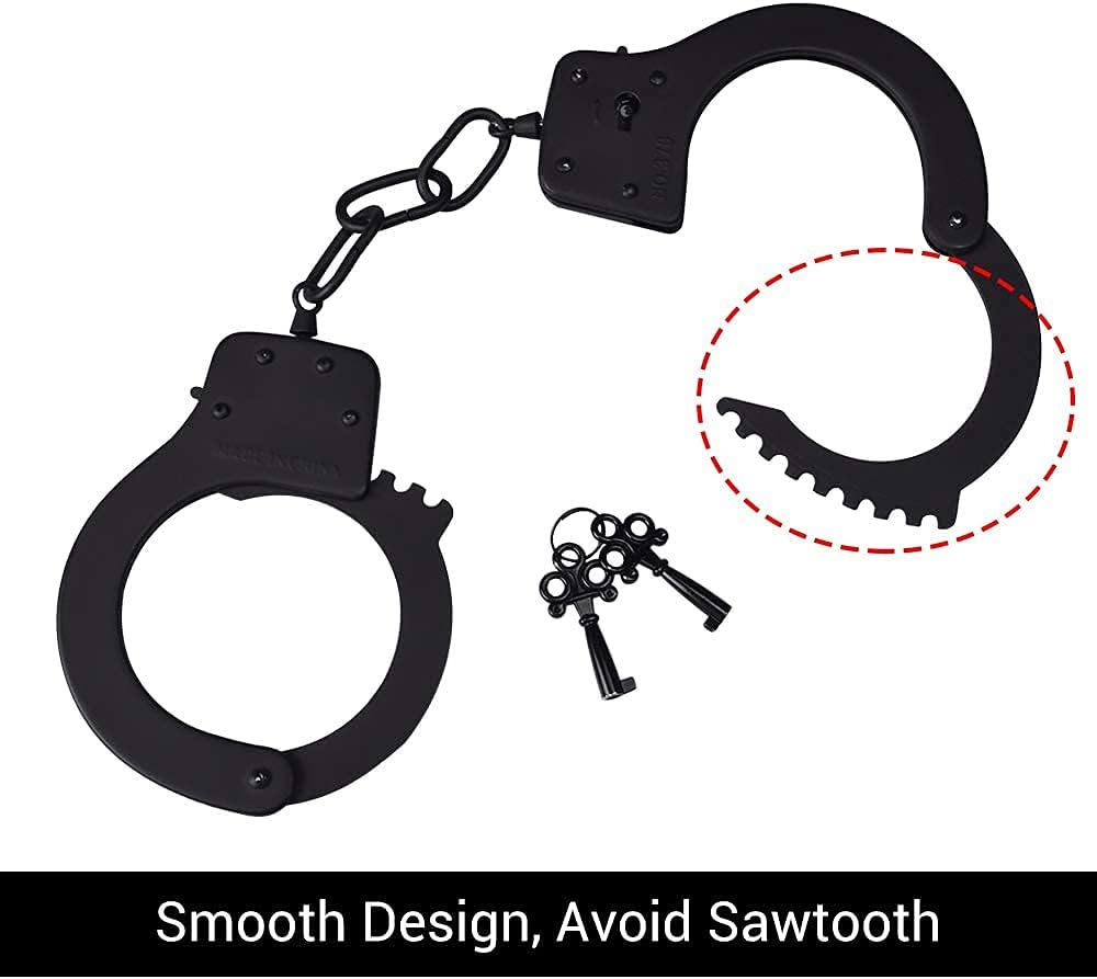 Black Metal Handcuffs with 2 Keys – Police Costume & Cosplay Prop