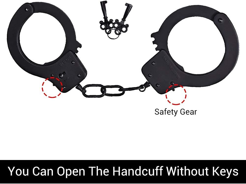 Black Metal Handcuffs with 2 Keys – Police Costume & Cosplay Prop