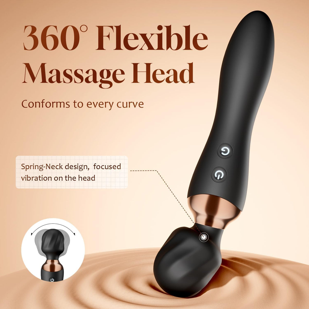 Dual Head Wand Vibrator | 24 Vibration Patterns, 360° Flexible Head, Waterproof