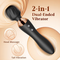 Dual Head Wand Vibrator | 24 Vibration Patterns, 360° Flexible Head, Waterproof