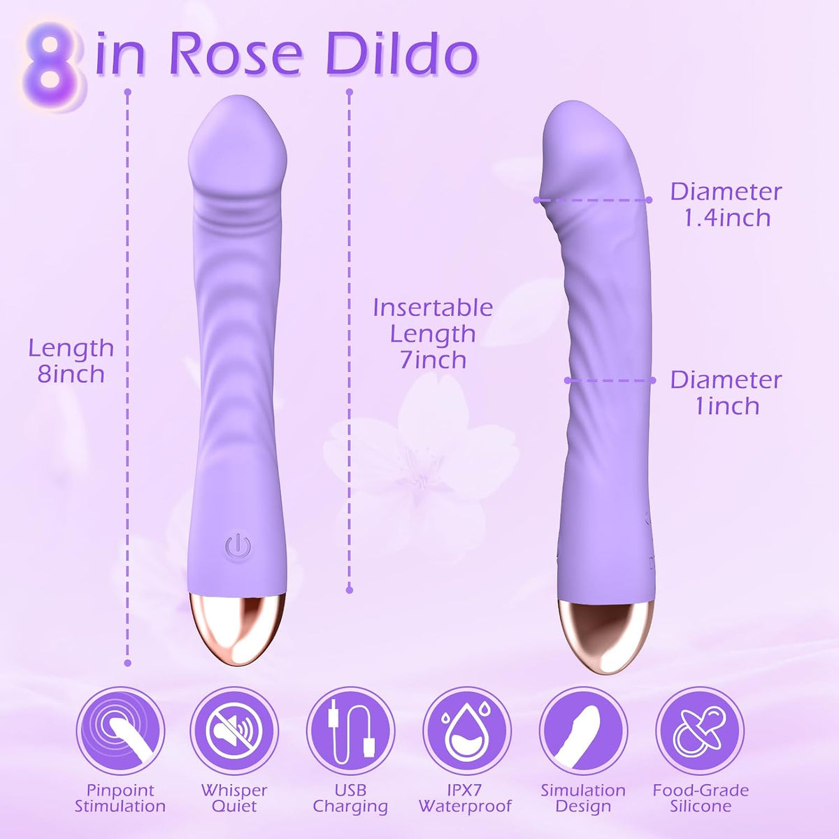 Realistic Silicone Vibrator | 10 Vibration Modes, IPX7 Waterproof, USB-C Rechargeable