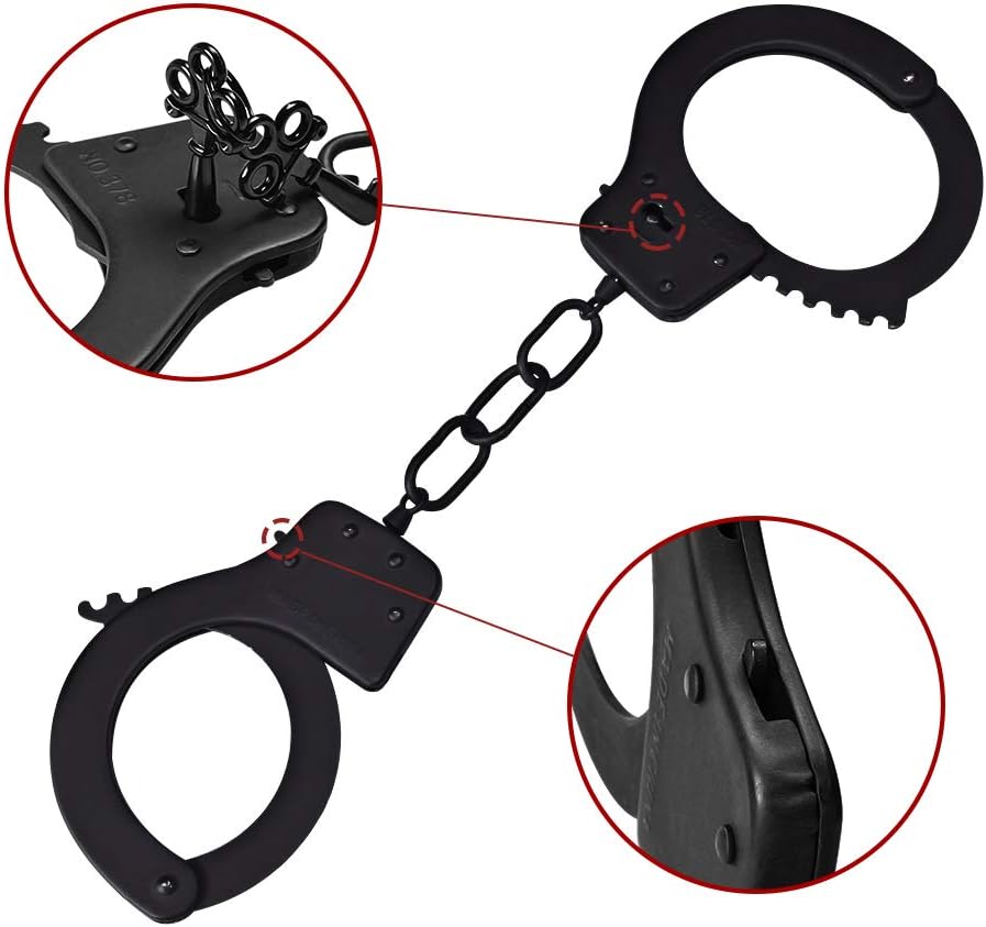 Black Metal Handcuffs with 2 Keys – Police Costume & Cosplay Prop