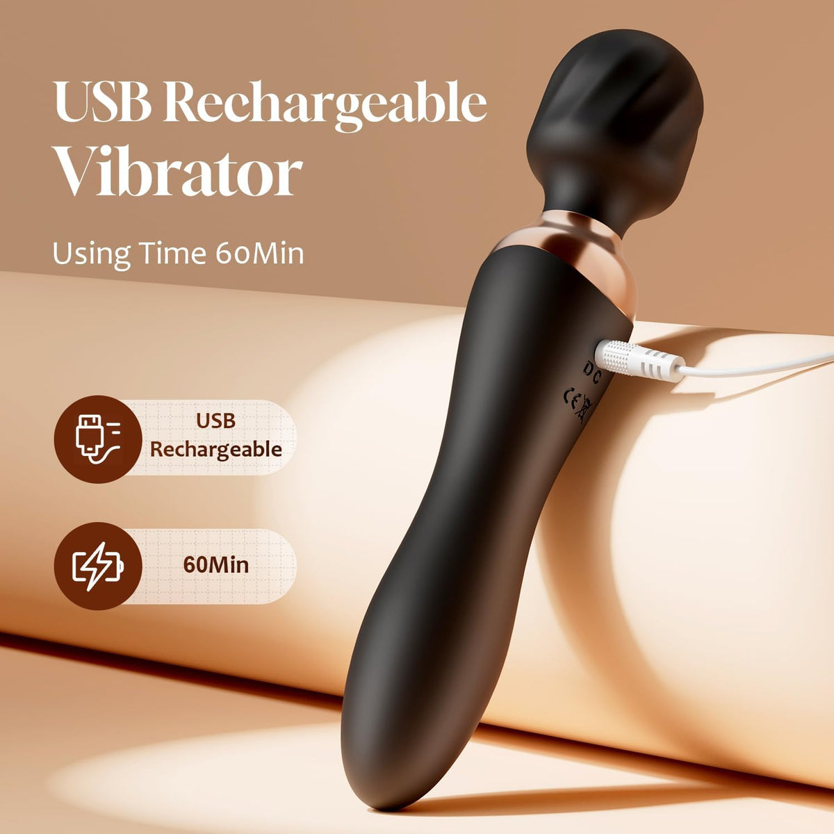 Dual Head Wand Vibrator | 24 Vibration Patterns, 360° Flexible Head, Waterproof