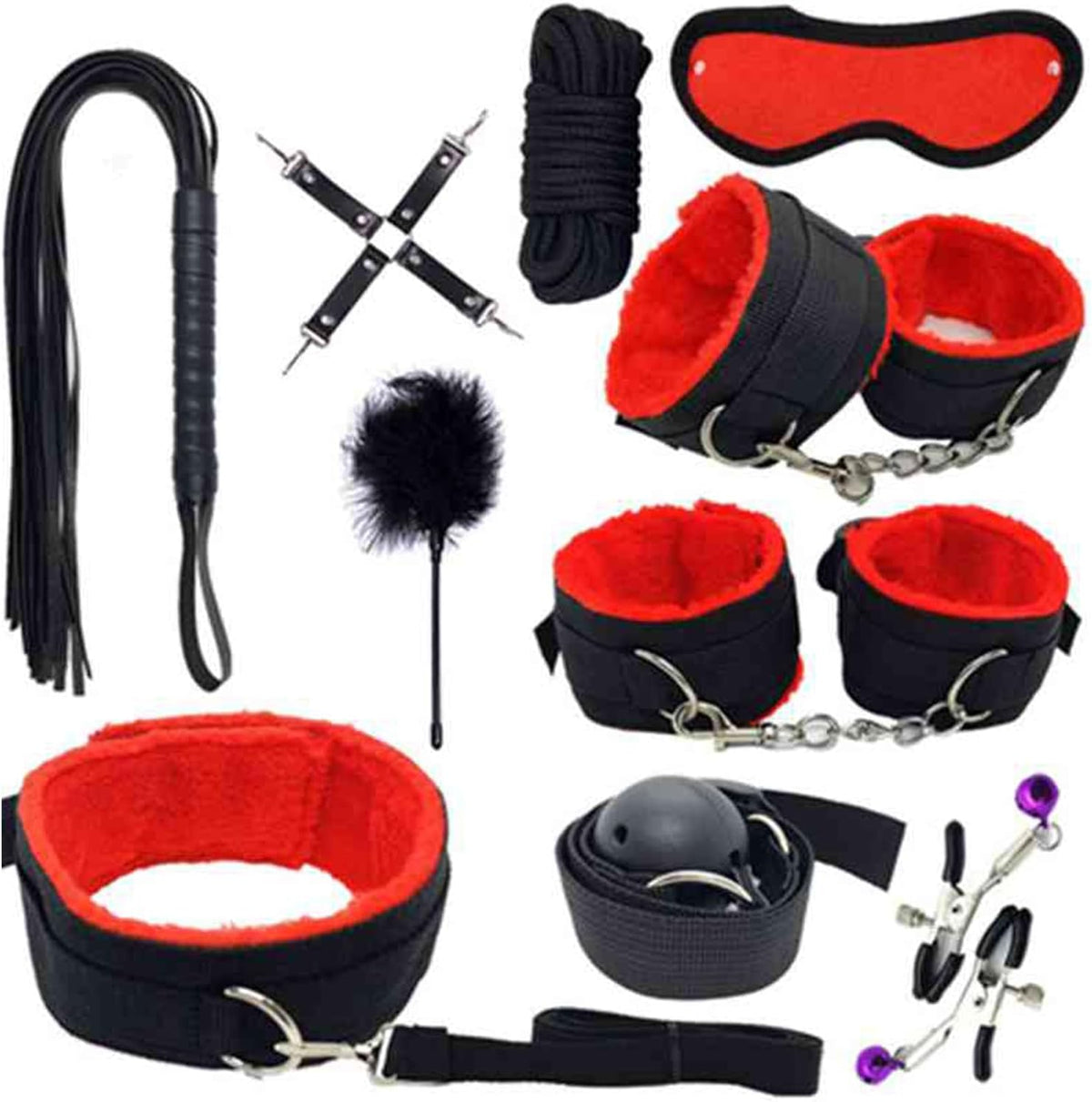 10-Piece Red Rope Restraint Kit – Adjustable Set