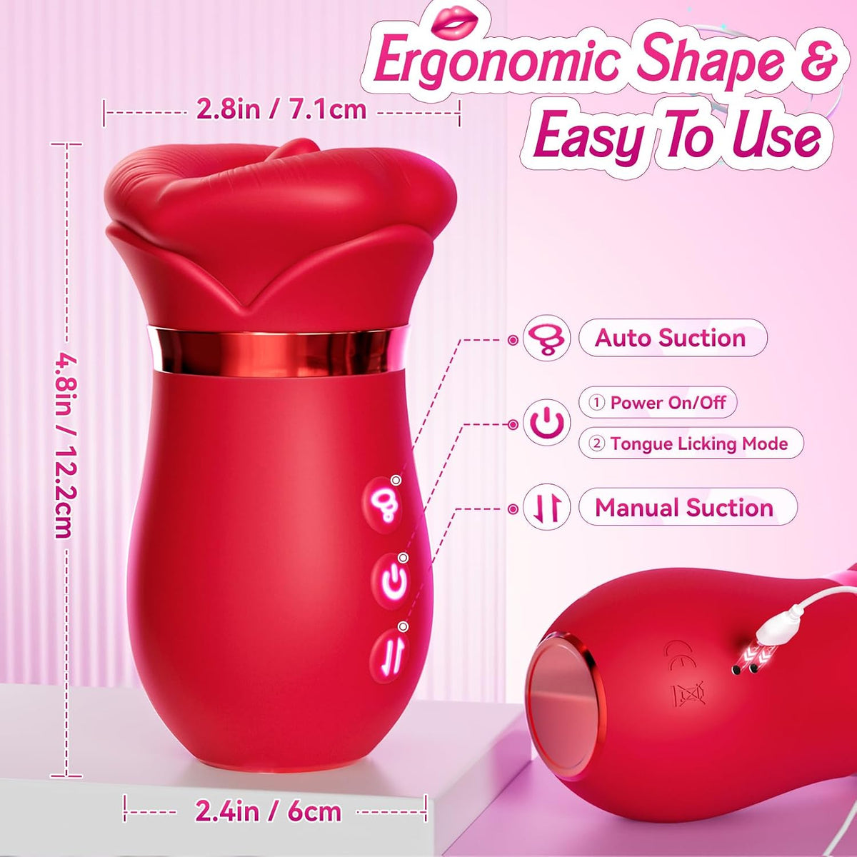 Rose Suction Personal Massager | App Controlled Waterproof Silicone Massager