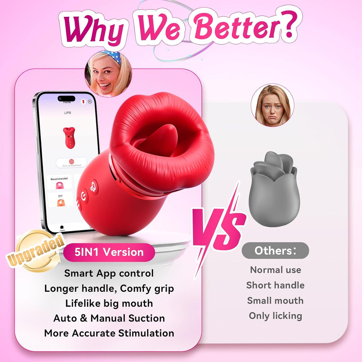 Rose Suction Personal Massager | App Controlled Waterproof Silicone Massager