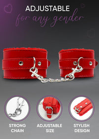 Red Fluffy Cuffs & Silicone Ball Set – Adjustable