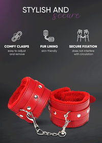 Red Fluffy Cuffs & Silicone Ball Set – Adjustable